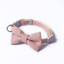 Pet collar with plaid bow, cat collar with bow tie and buckle, pet collar for puppies, pet collar, elastic, adjustable (B) (D)