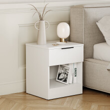 (White) Trega 1 Drawer Bedside Cabinet Wooden Nightstand