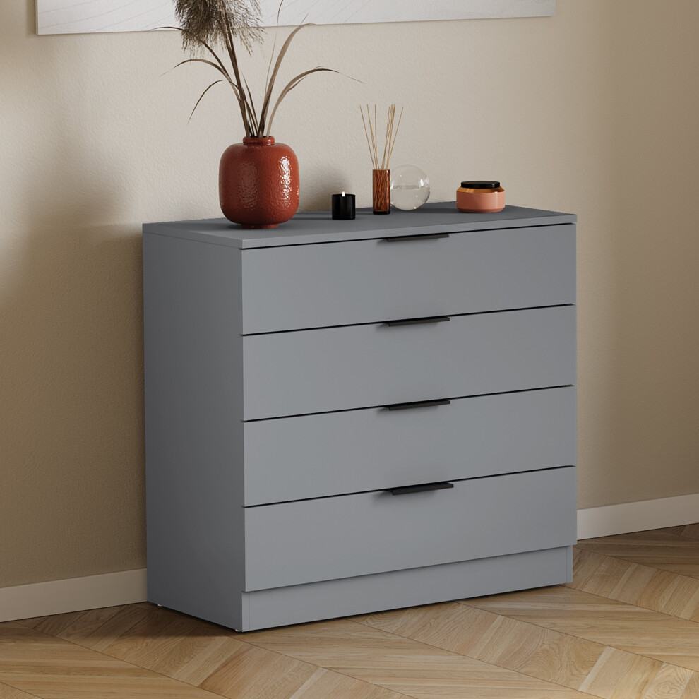 Vida Designs (Grey) Trega 4 Drawer Chest Of Drawers Wooden Storage Grey