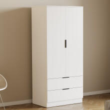 (White) Trega 2 Door 2 Drawer Wardrobe Wooden Storage
