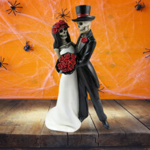 Resin-Skelett Braut & Bräutigam Statue Einzigartige Hochzeitsdekoration Halloween-Geschenkidee