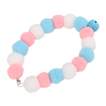 Soft Pet Collar, Lightweight, Plush Balls, Cute Dog and Cat Collar with Bell for Party, 34 cm, Soft Pet Collar (S) S BLUE