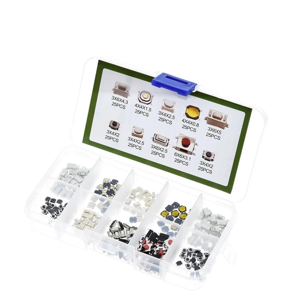 250Pcs Tactile Push Button Switch Assortment Kit With Micro Switch For Car Remote Control 9189345321634