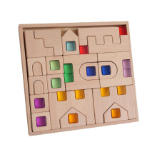 Acrylic Gemstone Block Set Wooden Building Blocks Stacking Game Montessori Toy