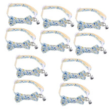 10 Pieces Adjustable Cat Collar with Bell, Cute Cartoon Design, Floral Pattern