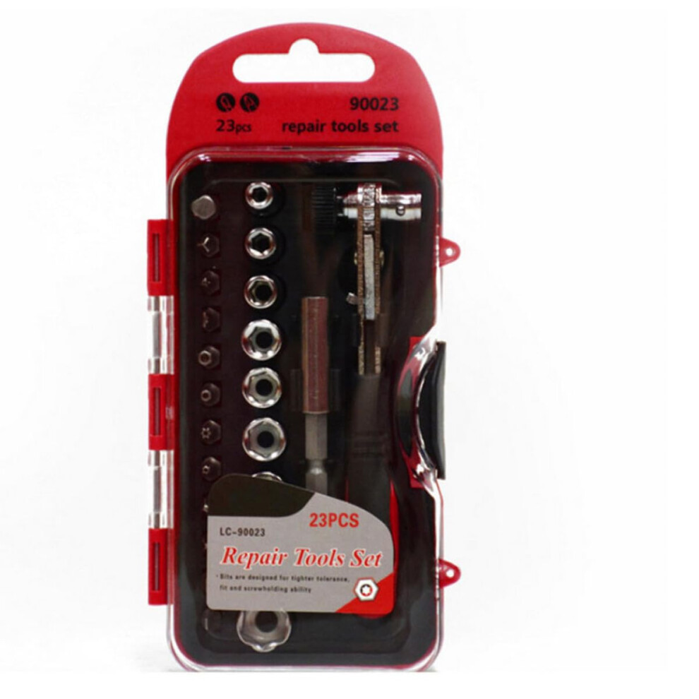23Pcs Ratchet Screwdriver Set Bits Socket Set Extension Rod For Car Motorcycle Door 1/4In Drive Magnetic Bits 9382693812308