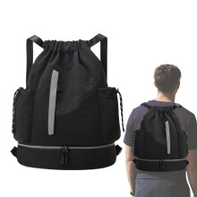 Large Capacity Drawstring Backpack with Waterproof Fabric, Versatile Gym Sackpack for Travel, Fitness Schwarz