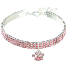 Adjustable puppy collar: cute cat collar, outdoor, party, decorative, artificial crystal, pet paw puppy