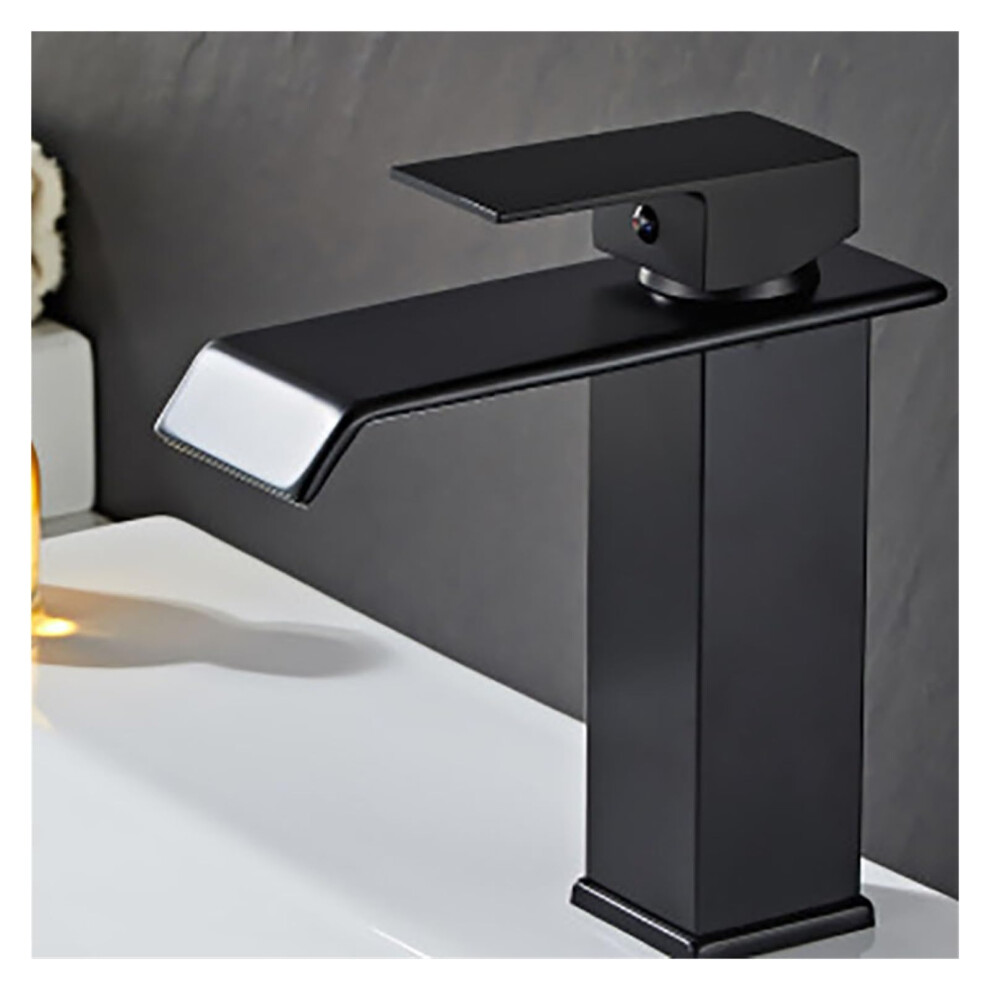 Waterfall Bathroom Basin Faucet Black Gold Platinum Above Counter Mixer Faucet Short Spout Washbasin Tap 9382693812865