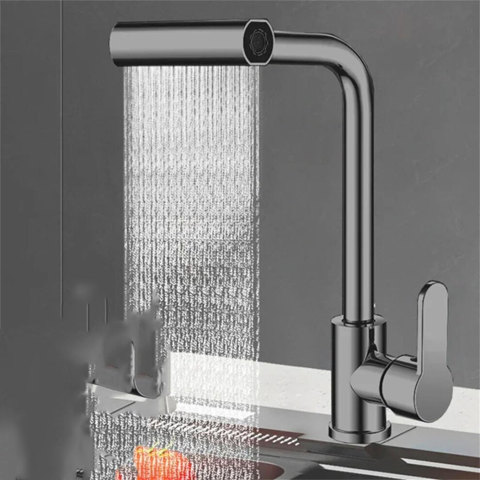 Kitchen Faucet Stainless Steel 360 Degree Rotating Waterfall Spray Hot And Cold Sink Mixer G1/2 Gun Gray 9 Belt Hose 9189345322006