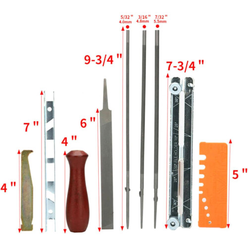 9 Pieces Professional Chainsaw Chain Grinding Kits, Round Flat File Guide 2