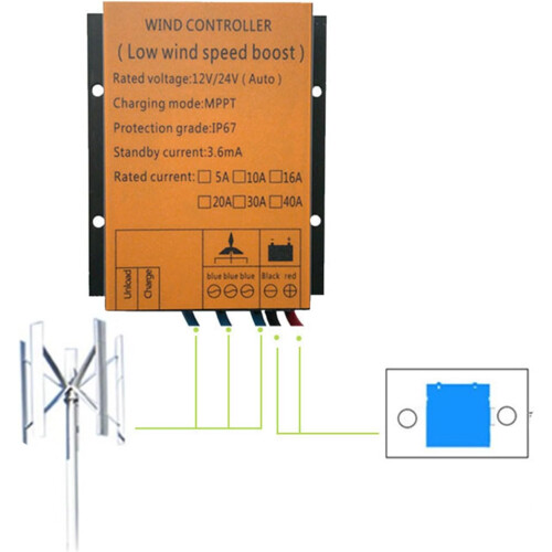 MPPT Wind Turbine Charge Controller 12V 24V 16A IP67 Waterproof  Efficiency Charging 2