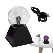 Plasma Ball Decorative Rechargeable USB Touch Sensitive Plasma Lamp for Bedroom, 10.2 cm.