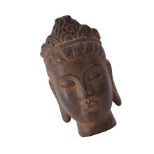 Resins Buddha Head Sculpture Stone Color 12 Inch Buddhist Statue for Spiritual Relaxation Home Decor