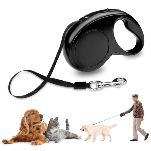 Retractable Dog Lead 5m, Extendable with Handle for Walks