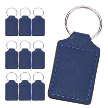 10 Stück PU-Leder-Schlüsselanhänger-Rohlinge, rechteckige-Blau
