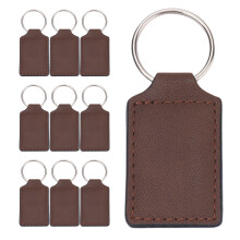 Set mit 10 Schlüsselanhängerhaltern aus PU-Leder,-braun