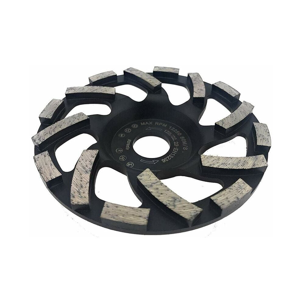 Professional Grade 5 Inch Diamond Grinding Cup Wheel, Dry & Wet Grinding Continuous Rim Turbo Segments For Smooth And Efficient Concrete Stone Cement 9433291071199