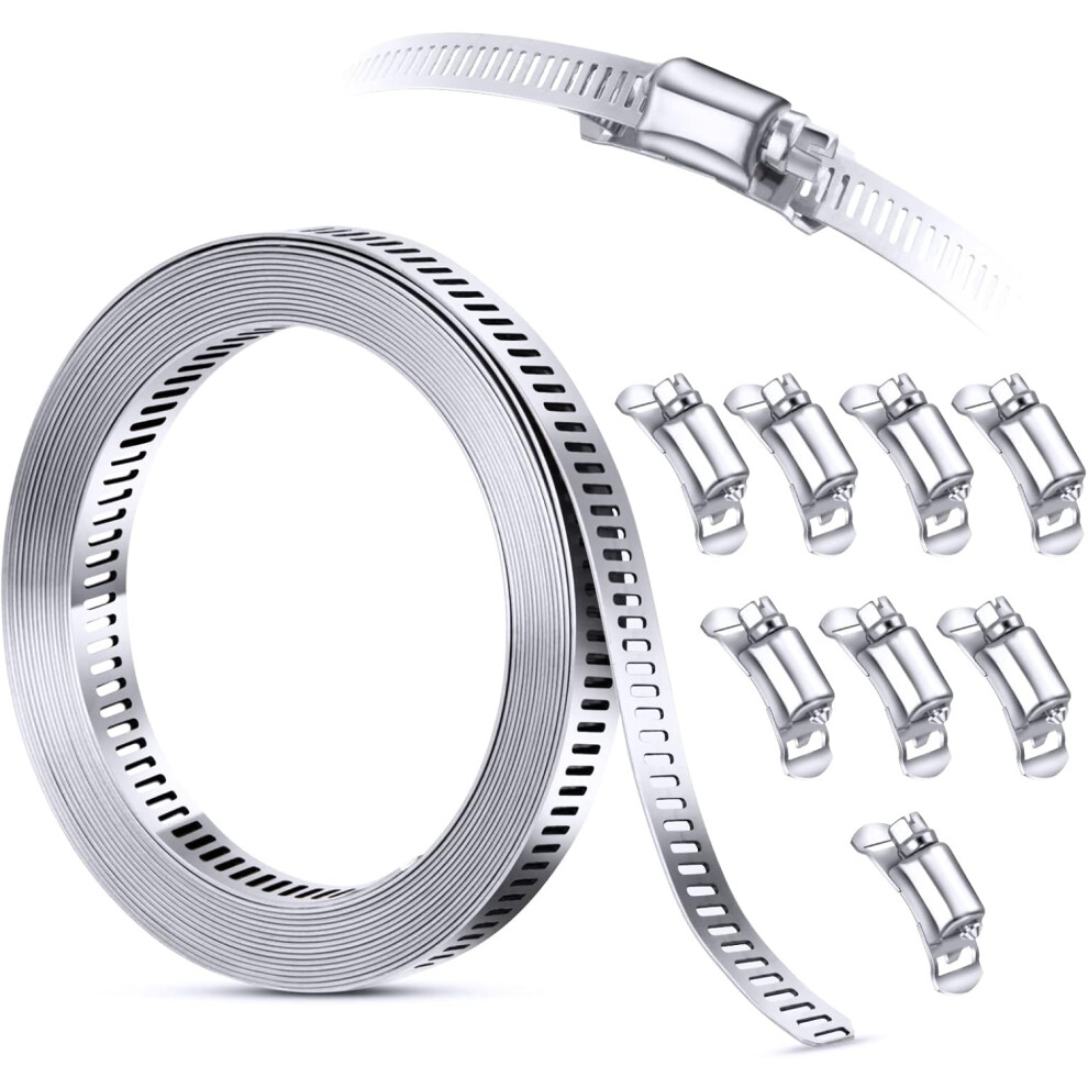 Reusable Worm Drive Hose Clamp Kit, No Jamming No Slipping Fasteners With Heavy Duty 304 Stainless Steel Build, Super Easy To Use For Automotive 9009791544374