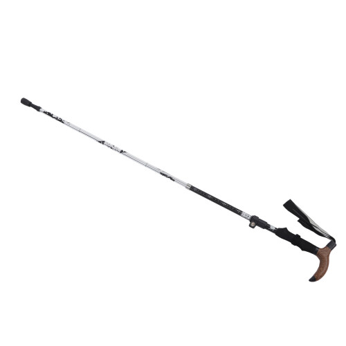 Ultra Light 5-Fold Trekking Pole with Curved Handle, Silver