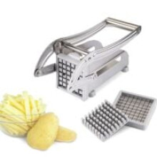 Pommes-Frites-Schneider, Gemüseschneider aus Edelstahl in Profiqualität mit austauschbaren Klingen, rutschfester Saugfuß für effizientes Schneiden