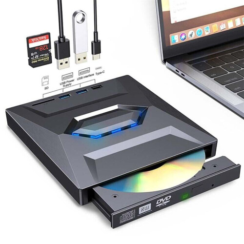 Φορητή συσκευή εγγραφής CD/DVD, τεχνολογία εγγραφής HD με 4 θύρες USB3.0Hub, αναγνώστη 1