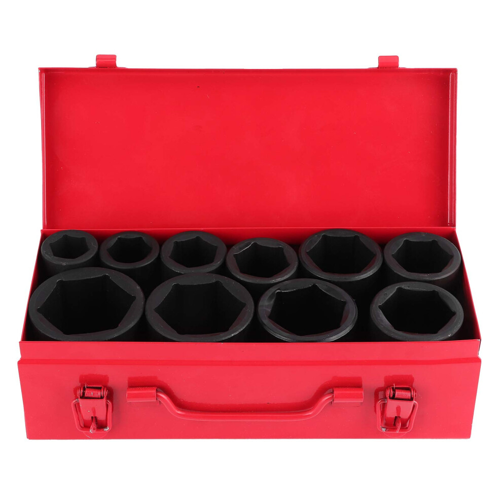 10Pcs Metric Impact Socket Set 3/4In Drive 6Point Deep Sockets 2250Mm Chrome Molybdenum Steel With Storage Box 9382693813992