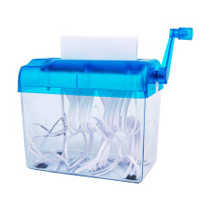 Portable Hand Shredder Office Mini Manual Paper Cutter for A6, Folded A4 Portrait, Capacity 1.5L Straight Cut Blue