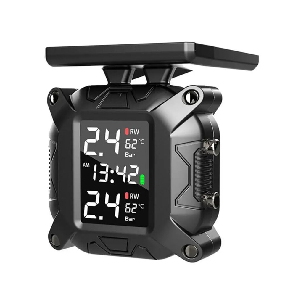Motorcycle Tpms Solar Powered Tire Pressure Monitoring System Realtime Temperature Sensor Easy Install 9189345322402