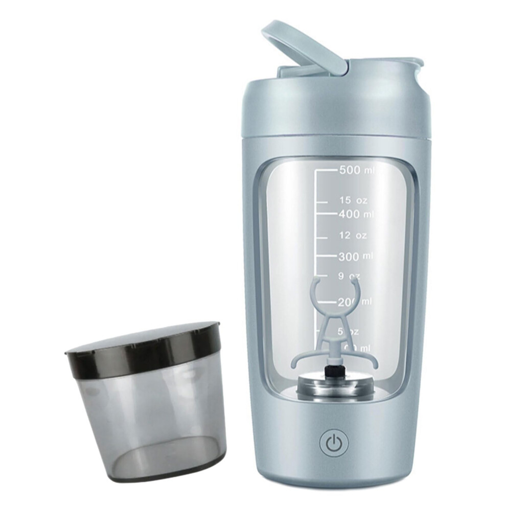 USB Rechargeable Electric Protein Shaker Bottle with Powder Compartment 650ml for Gym and Travel