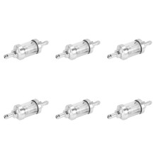 6X Universal Chrome Glass Fuel Petrol Crude Oil Engine Inline Filter 5/16 inch 8mm Silver for Motorcycles