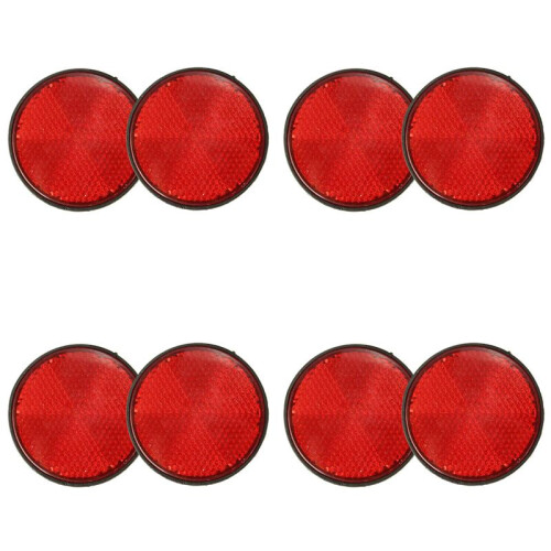 8Pcs Round Red Reflector Universal for Motorcycle ATV 5.6 x 0.8cm