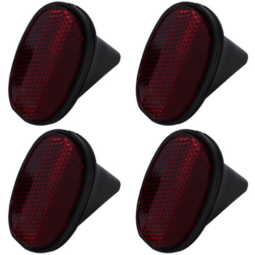 4 Pcs Bicycle Rear Tail  Reflector Mudguard Oval Warnning Red Black