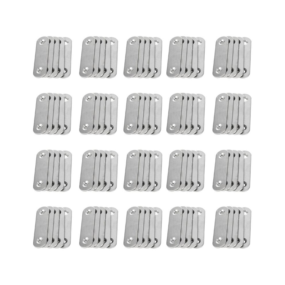 60Mm X 16Mm Straight Repair Joining Mending Flat Plate Bracket 100Pcs Silver 6031840674667