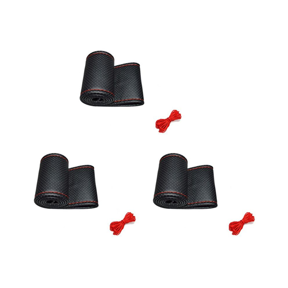 3X Universal Braid The Steering Wheel Pu Leather Car Steering Wheel Cover To Cover The Entire Single Connector 38Cm 4712663198227