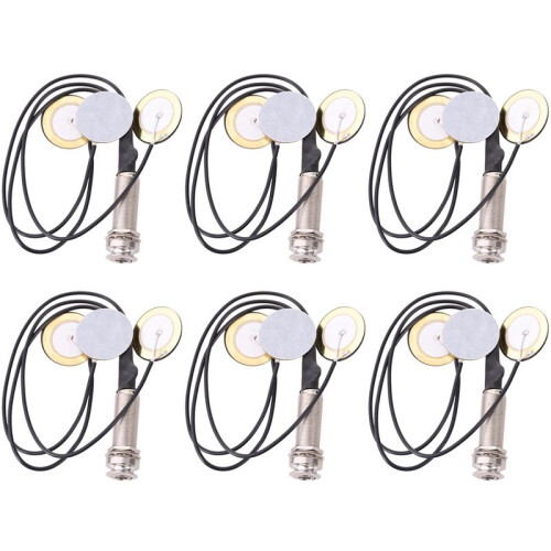 6X Captadores de Transdutor de Microfone de Contato Piezo 3 com Conector de Pino Final para Kalimba