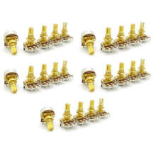 5X Potenziometro per Chitarra Volume Audio E Pentole A Tono Controllo Interruttori A500K Potenziometro Conico per Albero Diviso Gold Pack of 5
