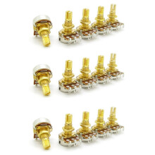 3X Guitar Potentiometer Audio Volume&Tone Pots Control A500K Split Shaft Taper Potentiometers Gold Pack of 5