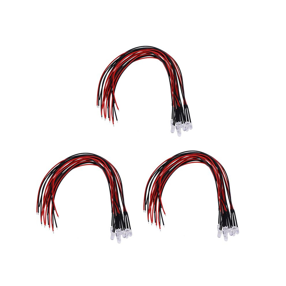 30Pcs 5Mm Pre-Wired Diffused Led Diodes 20Ma 3-6V Light/White 6032813925342