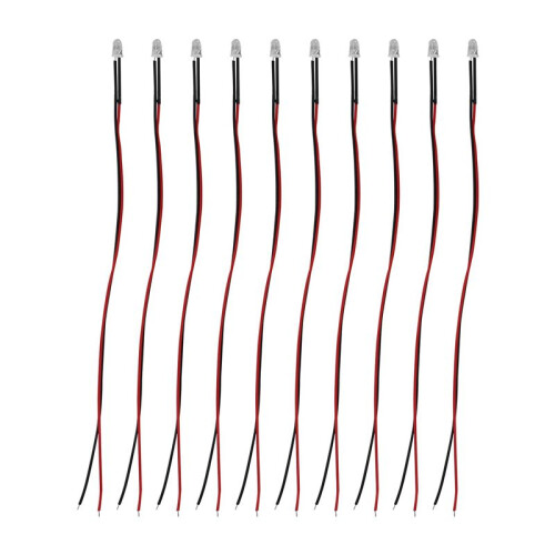30Pcs 5mm Pre-Wired Diffused LED Diodes Light 20Ma  3-6V White 2