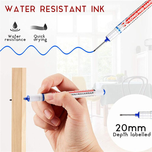 18Pcs Long  Deep Hole  Multifunction Long Nosed  Deep Drill Hole Carpenter Mark Waterproof  Pen 2