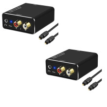 2X Digital zu Analog Audio Konverter, DAC Digital SPDIF Optisch zu Analog L/R Cinch & 3,5 mm AUX Stereo Audio Adapter