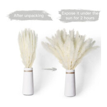 120Pcs Natural Dried White Pampas Grass 45CM Fluffy and Swinging DIY Boho Plant for Wedding Flower Arrangements Decor
