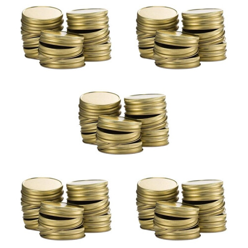 120 Packs Jar Lids Regular Mouth Leak Proof Secure Storage Solid Caps (Gold)