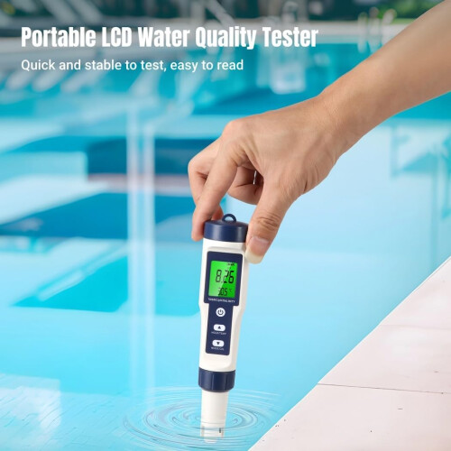 Digital Water Tester, 5In1 Portable LCD Meter for pH Meter, EC/TDS, Salinity and Temperature, Quick Readings 1