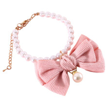Portable Pet Collar Diamond Collar Puppy Accessories Bow Necklace Dog Supplies Pink