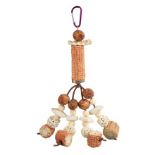 Giocattolo da masticare per pappagalli, giocattolo da appendere con materiale naturale e accessorio per gabbia per uccelli dal design creativo per