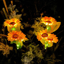 Solar Lights for Outdoor Garden, LED with Flame Effect, Waterproof (Sunflower Yellow, 2)