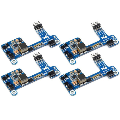 Waveshare PoE HAT(E) para Raspberry Pi Ethernet Power Over Placa de Expansión para Raspberry Pi 3B+/4B para IEEE 802.3Af 4PCS
