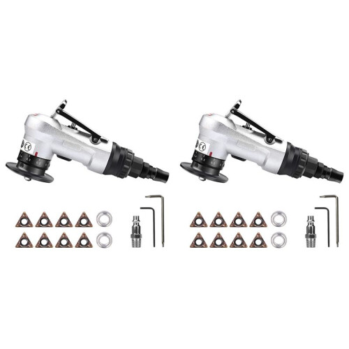 2X  Pneumatic Chamfering Tool with Replace Blades Inserts and Bearings, 45 Degree Air Chamfer Deburring Tool